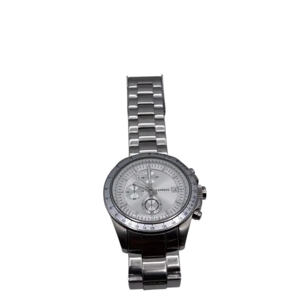 Express Men’s Chronograph Stainless Steel Watch – Silver Tone, Classic